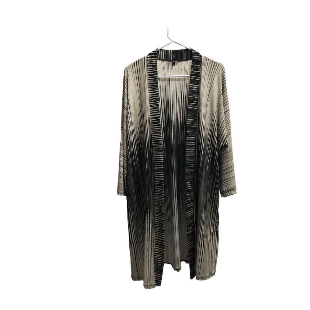Robert Kitchen Canada Large (L) Black Grey Knit Open Front Cardigan with Pockets